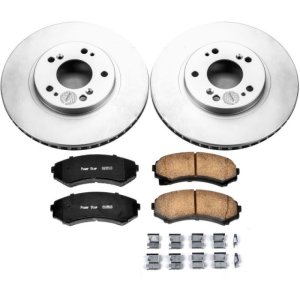 Mitsubishi Endeavor Brake Kit - Front - PowerStop - Genuine Geomet Coated Rotors + Z17 Ceramic Pads - `04-`11