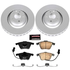 Audi A6 Quattro Brake Kit - Front - PowerStop - Genuine Geomet Coated Rotors + Z23 Carbon-Fiber Ceramic Pads - `05-`11