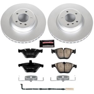BMW 335i Brake Kit - Front - PowerStop - Geomet Coated Rotors + Z23 Carbon-Fiber Ceramic Pads - `07-`09