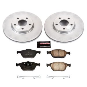 Ford Transit Connect Brake Kit - Front - PowerStop - Geomet Coated Rotors + Z17 Low-Dust Ceramic Pads - `10-`13