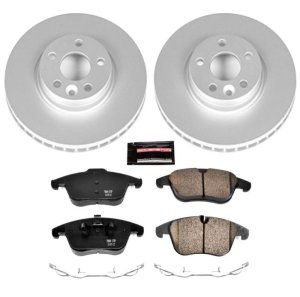 Volvo V60 Brake Pads + Rotors - Front - PowerStop - GEOMET 360 Coated Rotors + Z23 Evolution Sport Carbon-Fiber Ceramic Pads - `15-`17