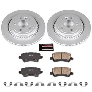 Volvo XC60 Brake Kit - Rear - PowerStop - Geomet Coated Rotors + Z23 Carbon-Fiber Ceramic Pads - `10-`17