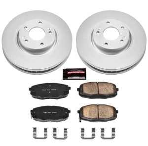 Kia Forte Brake Kit - Front - PowerStop - Geomet Coated Rotors + Low-Dust Ceramic Pads - `10-`13