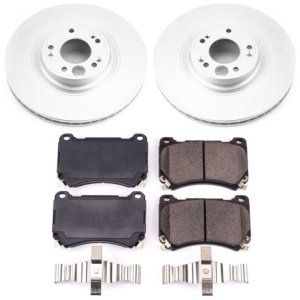 Hyundai Genesis Brake Kit - Front - PowerStop - Geomet Coated Rotors + Low-Dust Ceramic Pads - `09-`14