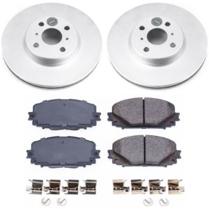 Toyota Yaris Brake Kit - Front - PowerStop - Z17 Evolution Geomet Coated Rotors + Low-Dust Ceramic Pads - `12-`18