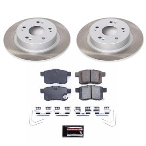 Honda CR-V Brake Kit - Front + Rear - PowerStop - Geomet Coated Rotors + Low-Dust Ceramic Pads - `02-`04