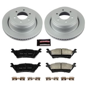 Ford F-150 Brake Kit - Rear - PowerStop - Geomet Coated Rotors + Z17 Low-Dust Ceramic Pads - `12-`18
