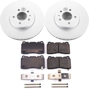 Cadillac ATS Brake Kit - Front - PowerStop - Genuine Geomet Coated Rotors + Z17 Low-Dust Ceramic Pads - `13-`18