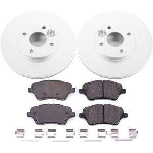 Ford Fiesta Brake Kit - Front - PowerStop - Genuine Geomet Coated Rotors + Z17 Low-Dust Ceramic Pads - `14-`19
