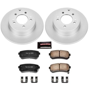 Hyundai Sonata Brake Kit - Rear - PowerStop - Genuine Geomet Coated Rotors + Z17 Low-Dust Ceramic Pads + Stainless-Steel Hardware - 2015