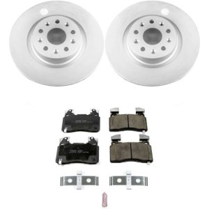 Cadillac CTS Brake Kit - Front - PowerStop - Genuine Geomet Coated Rotors + Z17 Low-Dust Ceramic Pads - `14-`19