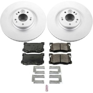 Hyundai Genesis Brake Kit - Front - PowerStop - Geomet Coated Rotors + Z17 Low-Dust Ceramic Pads - `15-`16
