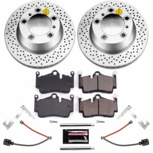 Porsche 718 Boxster Brake Kit - Rear - PowerStop - Z23 Evolution Coated Rotors + Carbon-Fiber Ceramic Pads - `17-`18