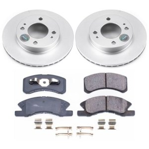 Mitsubishi Mirage Brake Kit - Front - PowerStop - Genuine Geomet Coated Rotors + Z17 Ceramic Pads - `14-`15