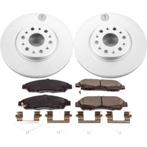 GMC Acadia Brake Kit - Front - PowerStop - Z17 Evolution Geomet Coated Rotors + Low-Dust Ceramic Pads - `17-`18