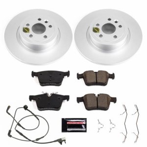 Land Rover Range Rover Evoque Brake Pads + Rotors - Rear - PowerStop - Z23 Evolution Sport, Geomet Coated Rotors + Carbon-Fiber Ceramic Pads - `16-`19