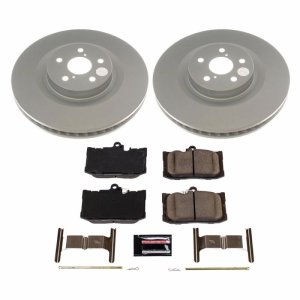 Lexus GS350 Brake Kit - Front - PowerStop - Genuine Geomet Coated Rotors + Z17 Low-Dust Ceramic Pads - `13-`19
