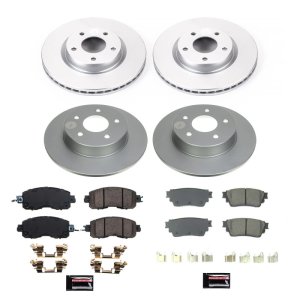 Nissan Altima Brake Kit - Front + Rear - PowerStop - Genuine Geomet Coated Rotors + Z17 Low-Dust Ceramic Pads - `19-`22