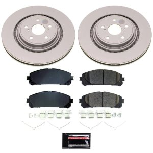 Toyota Highlander Brake Kit - Front - PowerStop - Genuine Geomet Coated Rotors + Z17 Low-Dust Ceramic Pads - `20-`22