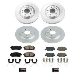 Kia Seltos Brake Kit - Front + Rear - PowerStop - Z17 Evolution Geomet Coated Rotors + Low-Dust Ceramic Pads - 2021