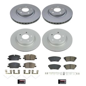 Nissan Rogue Brake Kit - Front + Rear - PowerStop - Z17 Coated Rotors + Ceramic Pads - 2021