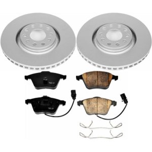 Audi A6 Quattro Brake Kit - Front - PowerStop - Geomet Coated Rotors + Carbon-Fiber Ceramic Pads - `02-`04