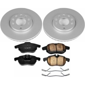 Saab 9-3 Brake Kit - Front - PowerStop - Geomet Coated Rotors + Z23 Carbon-Fiber Ceramic Pads - `03-`11