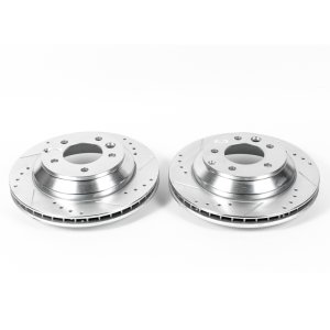 Audi Q7 Brake Rotors (2) - Rear - PowerStop - Evolution Drilled & Slotted - Silver - `07-`15