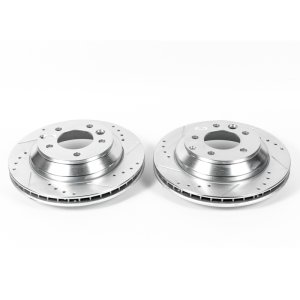 Audi Q7 Brake Rotors (2) - Rear - PowerStop - Evolution Drilled & Slotted - Silver - `07-`15