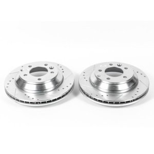 Audi Q7 Brake Rotors (2) - Rear - PowerStop - Evolution Drilled & Slotted - Silver - `07-`15
