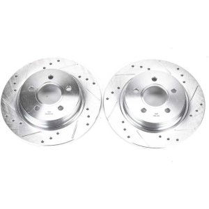 Volvo C30 Brake Rotors (2) - Rear - PowerStop - Evolution Drilled & Slotted - Silver - `08-`13