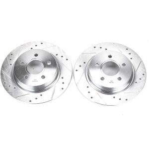 Volvo C30 Brake Rotors (2) - Rear - PowerStop - Evolution Drilled & Slotted - Silver - `08-`13