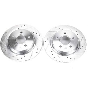 Volvo C30 Brake Rotors (2) - Rear - PowerStop - Evolution Drilled & Slotted - Silver - `08-`13