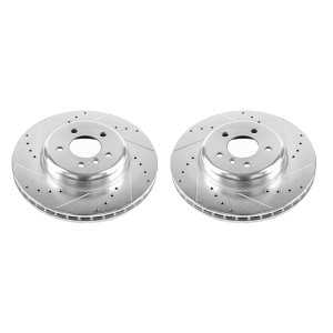 BMW 640i Brake Rotors (2) - Front - PowerStop - Evolution Drilled & Slotted - Silver - `12-`16