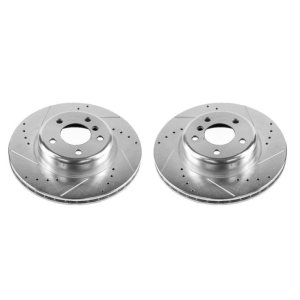 BMW 640i Brake Rotors (2) - Front - PowerStop - Evolution Drilled & Slotted - Silver - `17-`18