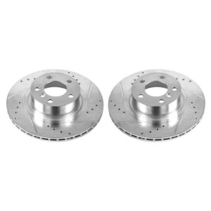 BMW X3 Brake Rotors (2) - Rear - PowerStop - Evolution Drilled & Slotted - Silver - `11-`17 BMW X3 Brake Rotors (2) - Rear - PowerStop - Evolution Drilled & Slotted - Silver - `11-`17