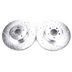 BMW 435i Brake Rotors (2) - Front - PowerStop - Evolution Drilled & Slotted - Silver - `14-`16