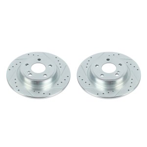 Infiniti QX30 Brake Rotors (2) - Rear - PowerStop - Evolution Drilled & Slotted Zinc Plated - Silver - `17-`19