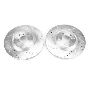 BMW X1 Brake Rotors (2) - Front - PowerStop - Evolution Drilled & Slotted - Silver - `16-`20