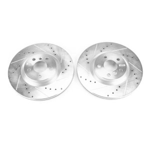 BMW X1 Brake Rotors (2) - Front - PowerStop - Evolution Drilled & Slotted - Silver - `16-`20