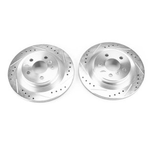 BMW X2 Brake Rotors (2) - Rear - PowerStop - Evolution Drilled & Slotted - Silver Zinc Plated - `18-`20 BMW X2 Brake Rotors (2) - Rear - PowerStop - Evolution Drilled & Slotted - Silver Zinc Plated - `18-`20
