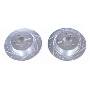 BMW i3 Brake Rotors (2) - Rear - PowerStop - Evolution Drilled & Slotted - Silver - `14-`19