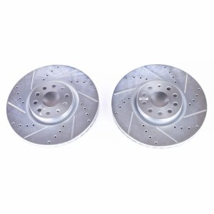 Volkswagen Atlas Brake Rotors (2) - Front - PowerStop - Evolution Drilled & Slotted - Silver - 2018