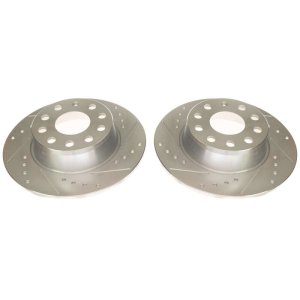 Volkswagen Jetta Brake Rotors (2) - Rear - PowerStop - Evolution Drilled & Slotted Zinc Plated Rotors - Silver - 2019