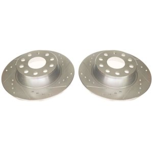 Volkswagen Jetta Brake Rotors (2) - Rear - PowerStop - Evolution Drilled & Slotted Zinc Plated Rotors - Silver - 2019