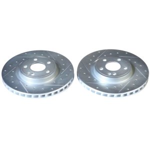 Infiniti QX30 Brake Rotors (2) - Front - PowerStop - Evolution Drilled & Slotted - Silver - `17-`19