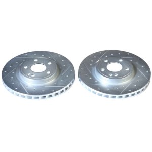 Infiniti QX30 Brake Rotors (2) - Front - PowerStop - Evolution Drilled & Slotted - Silver - `17-`19