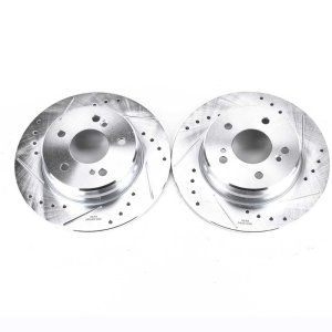 Chrysler Crossfire Brake Rotors (2) - Rear - PowerStop - Evolution Drilled & Slotted - Silver - `04-`08