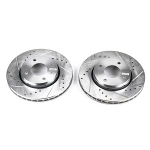 Volvo S40 Brake Rotors (2) - Front - PowerStop - Evolution Drilled & Slotted - Silver - `00-`04