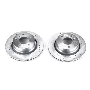 BMW Z4 Brake Rotors (2) - Rear - PowerStop - Evolution Drilled & Slotted - Silver - `03-`08